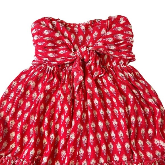 Free People FP One Red White Cinched Boho Western Cottagecore Summer Dress XS - Picture 6 of 14